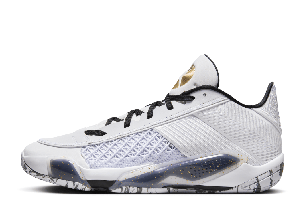 Air Jordan 38 Low White Black Metallic Gold