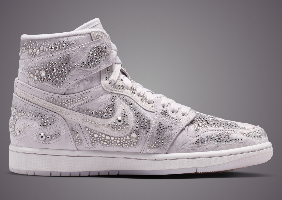 Swarovski x Air Jordan 1 Retro High Vast Grey (W) Release Date - Medial
