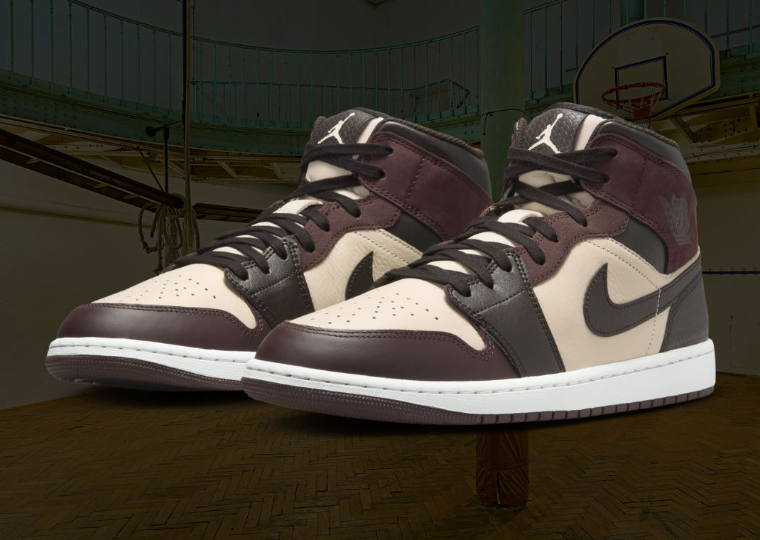 Air Jordan 1 Mid SE Paris YMCA Graphic With The Court Behind The Sneaker