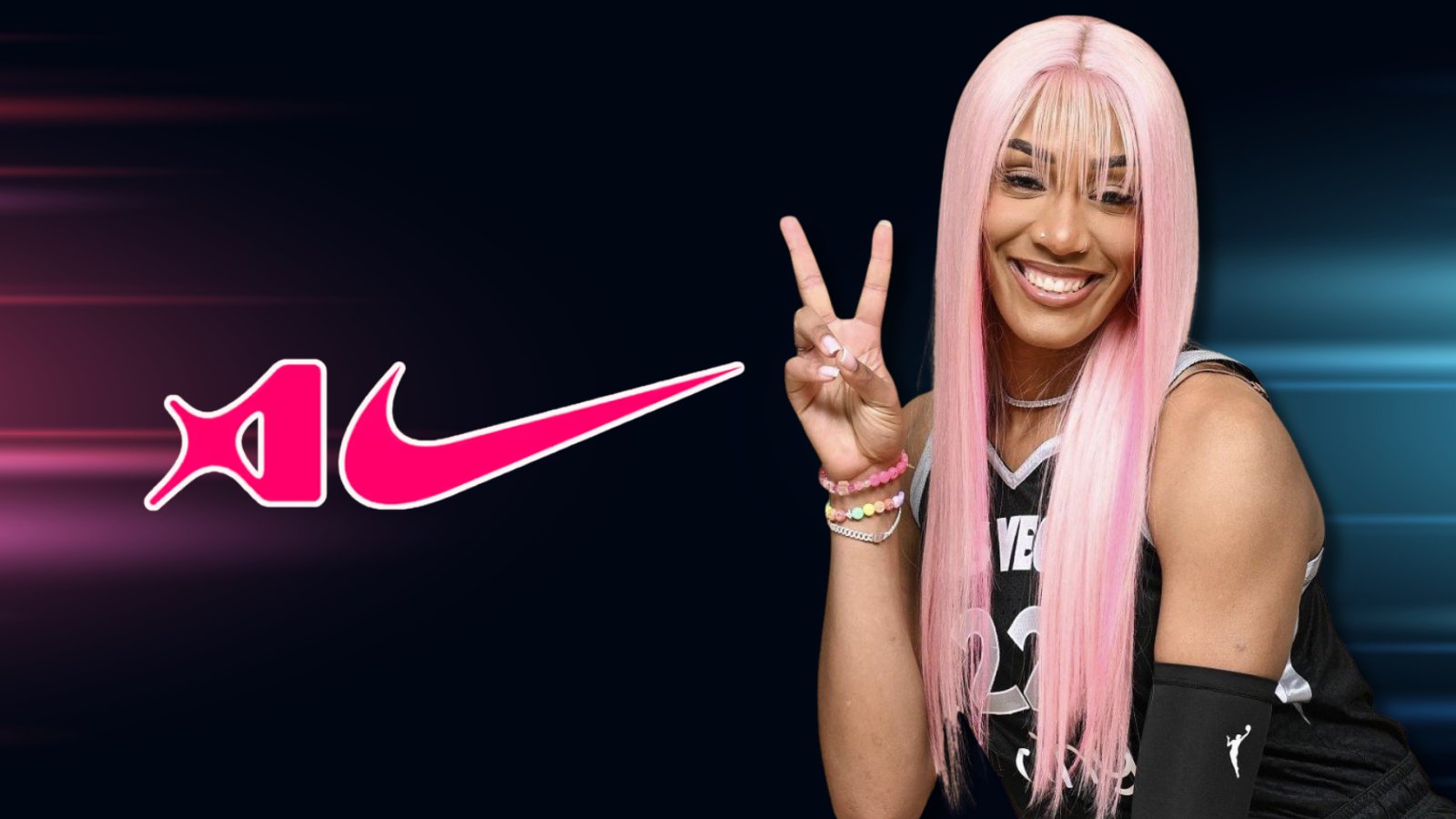 A'ja Wilson Holding Up Peace Sign With Nike Logo