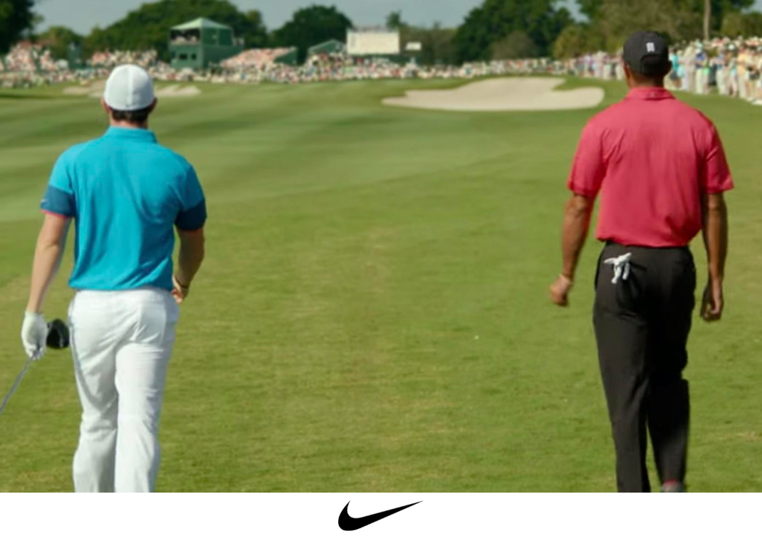 Image From Nike Golf ad featuring Tiger Woods and Rory McIlroy