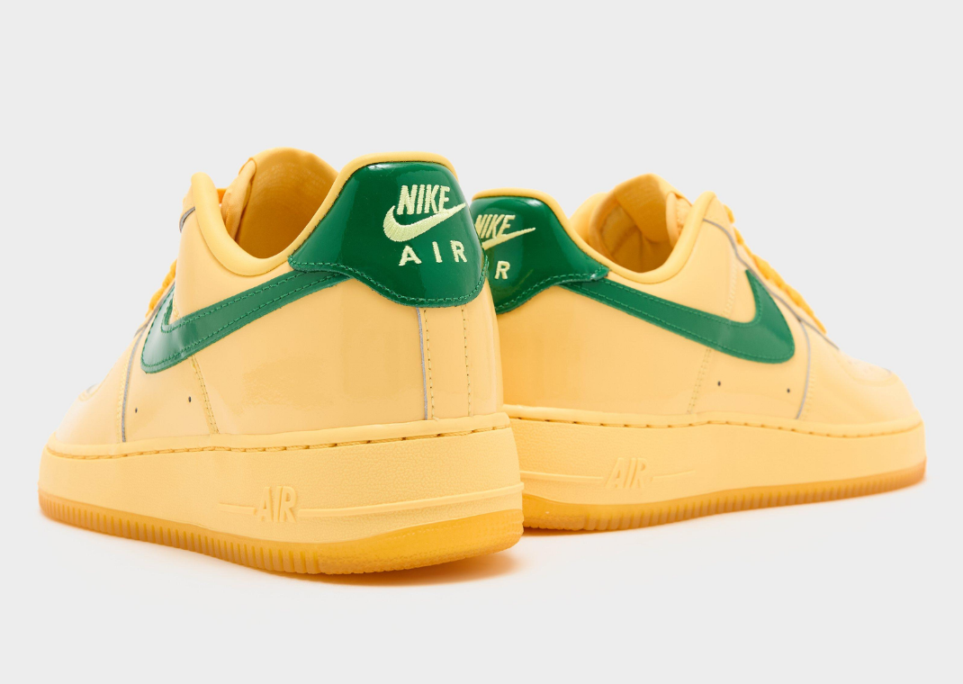 Nike Air Force 1 Low Patent Leather Topaz Gold - Heel Angle