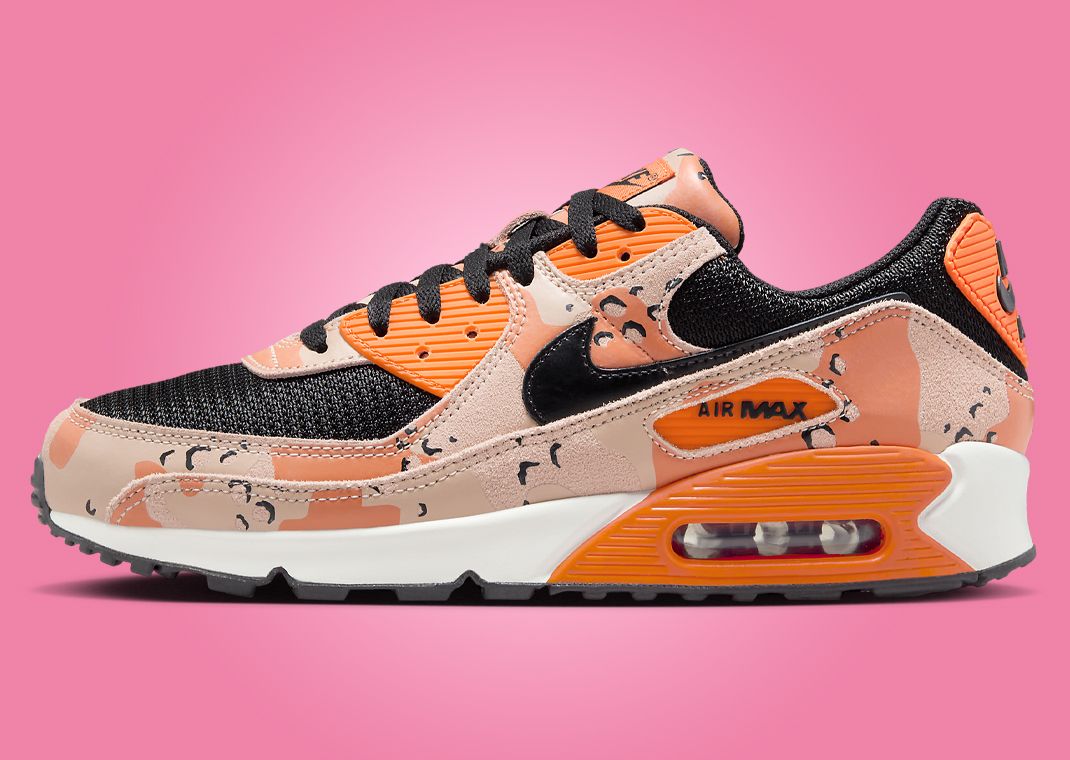 Nike Air Max 90 Camo Bio Beige Safety Orange Lateral