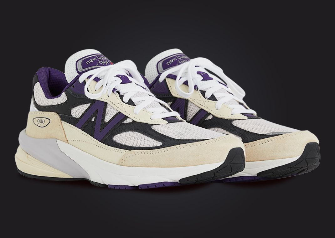 New Balance 990v6 Made in USA White Black Plum Angle