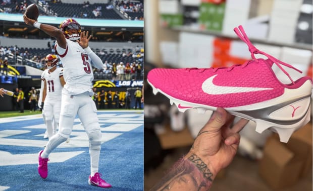 Jayden Daniels Returns from Injury in Custom Breast Cancer Awareness Nike Kobe 6 Cleats