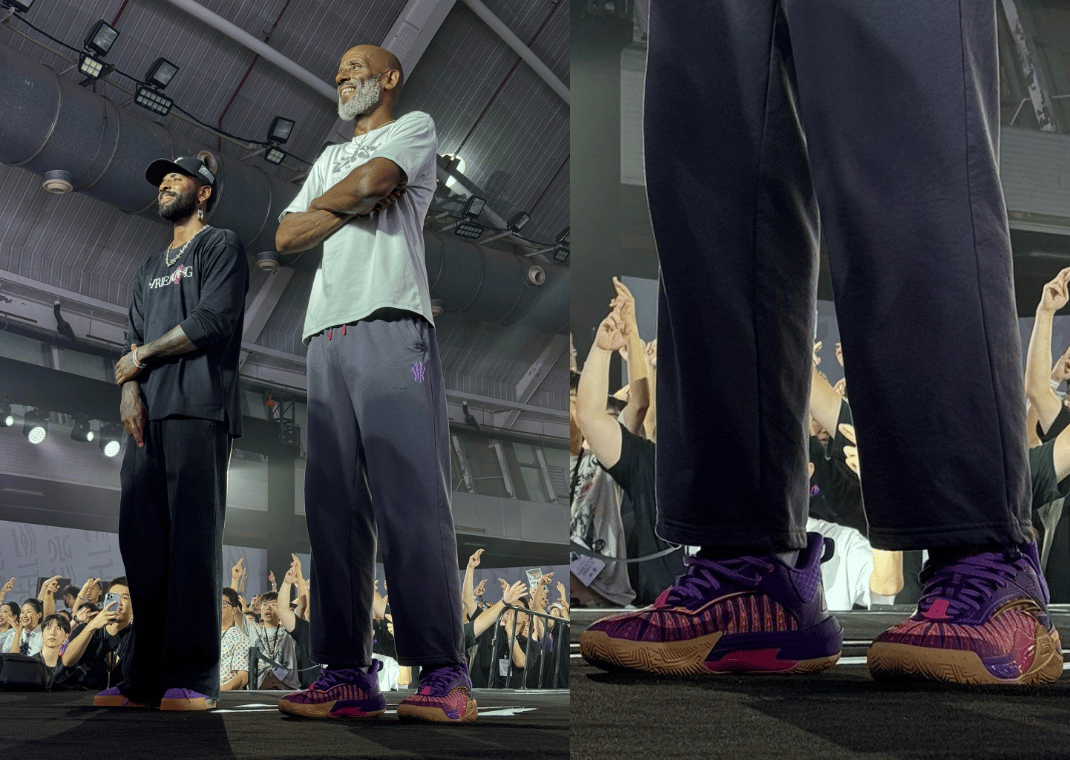 Dred Irving (right) wearing the ANTA Kai 1 Speed next to Kyrie (left)
