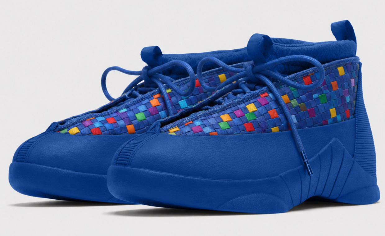 The Air Jordan 15 Hyper Blue Weaves in the Rainbow