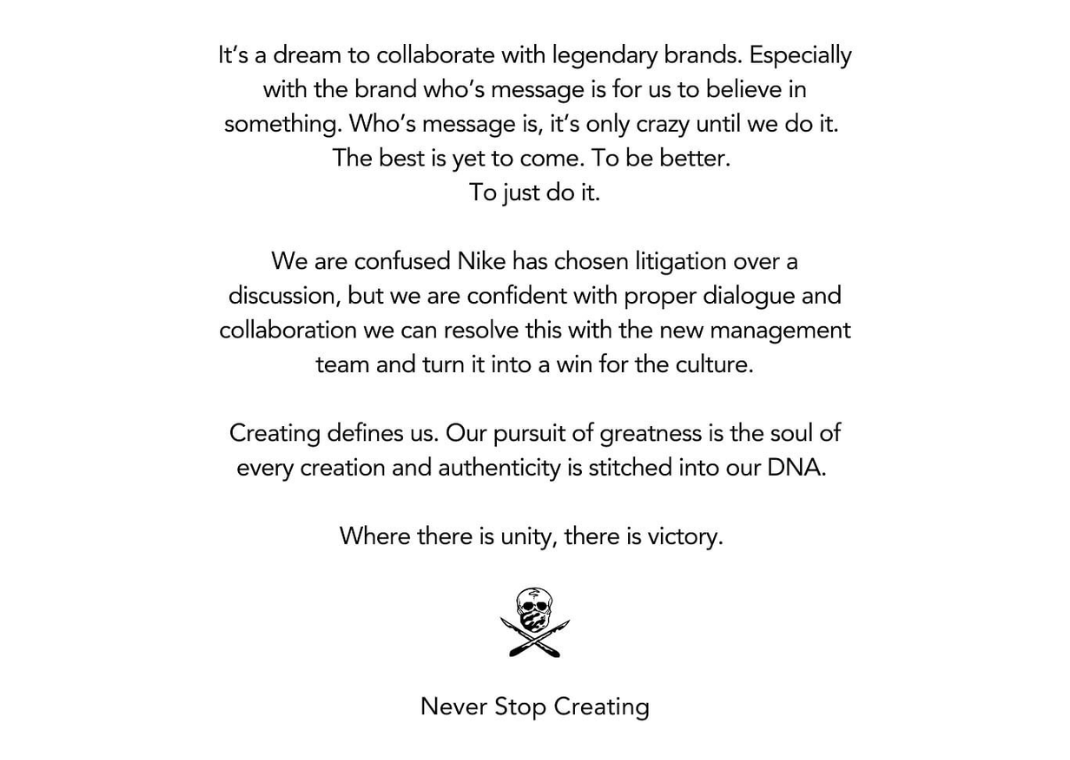 The Shoe Surgeon's statement regarding the Nike lawsuit
