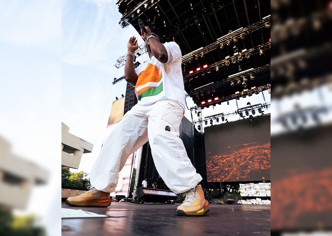 Pusha T in the Pharrell Williams x adidas Hu NMD S1 Ryan Tan