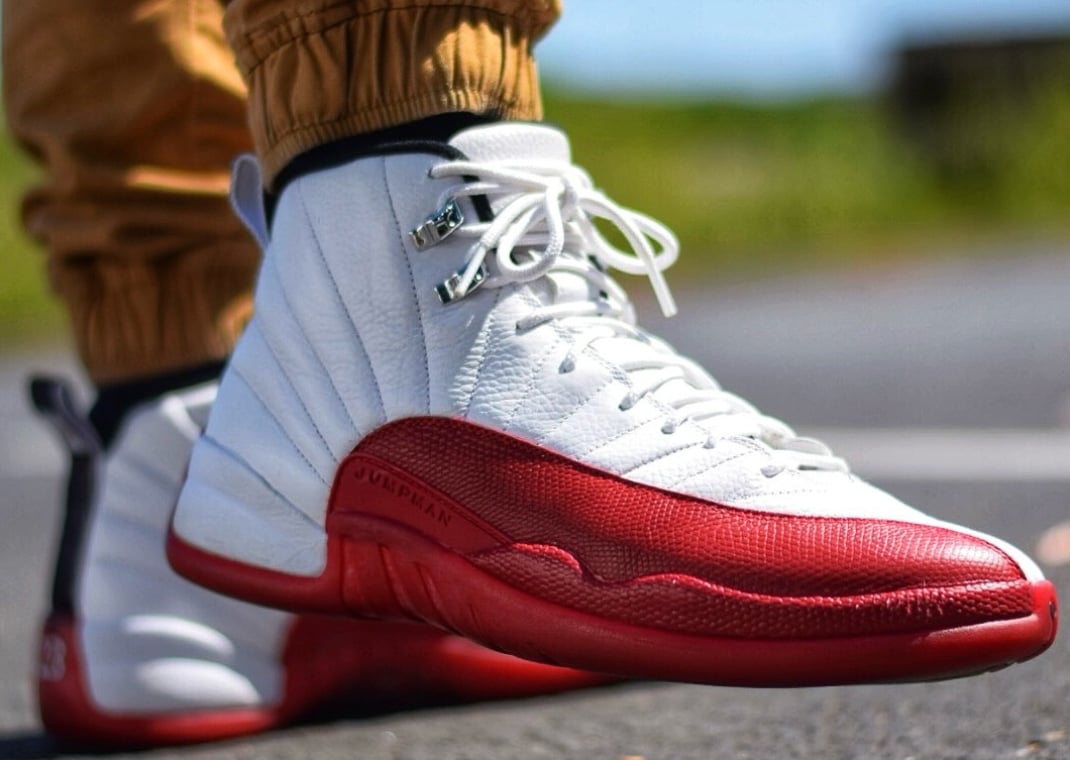 Air Jordan 12 Cherry on foot