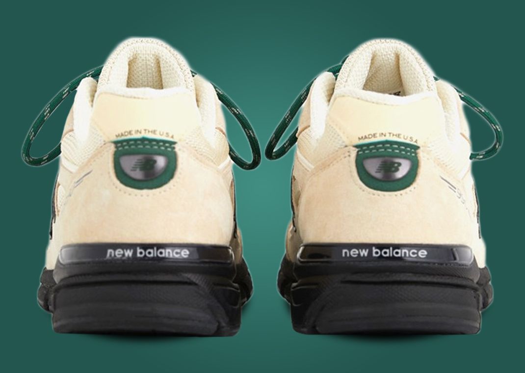 New Balance 990v4 Made in USA Macadamia Green Heel