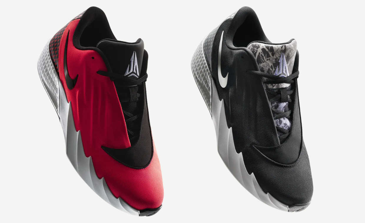 Nike Twelve Time Ja Morant signature sneaker in Black/White colorway with mesh upper and textured wave side panels