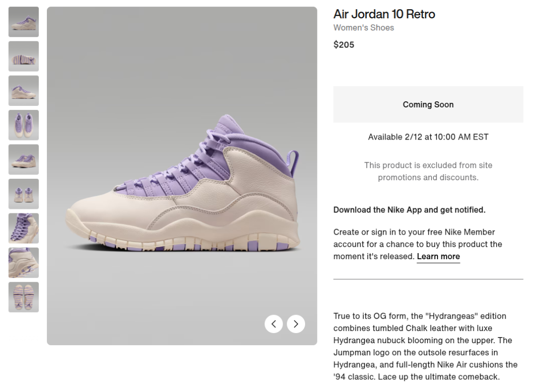Where to Buy the Women's Air Jordan 10 Retro Hydrangeas