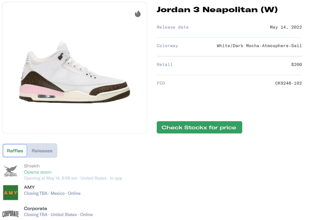 Air Jordan 3 Neapolitan W Raffle Guide