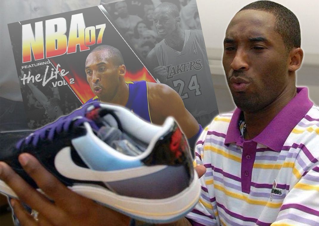 Kobe Bryant admiring his Nike Air Force 1 Playstation