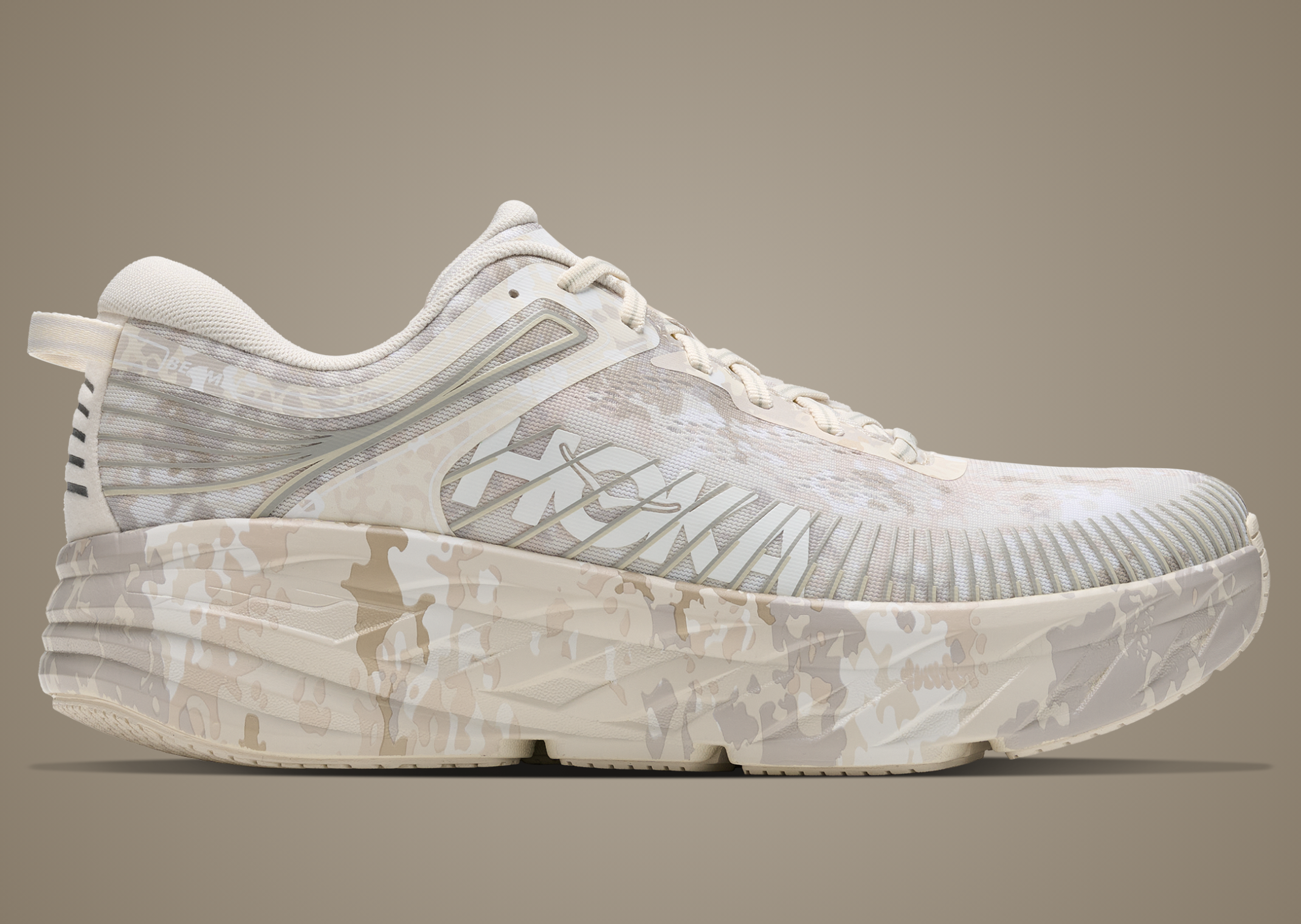BEAMS x Hoka Bondi 7 Turtledove Camo - Lateral