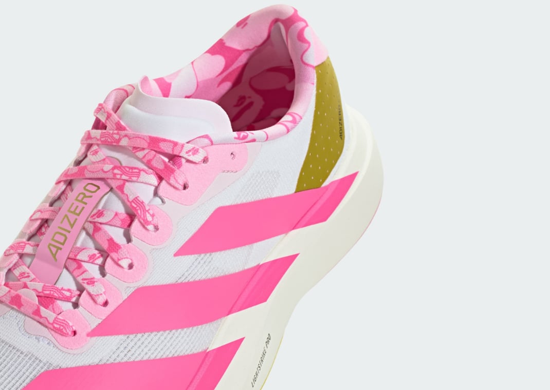 BAPE x adidas Adizero Evo SL left shoe details