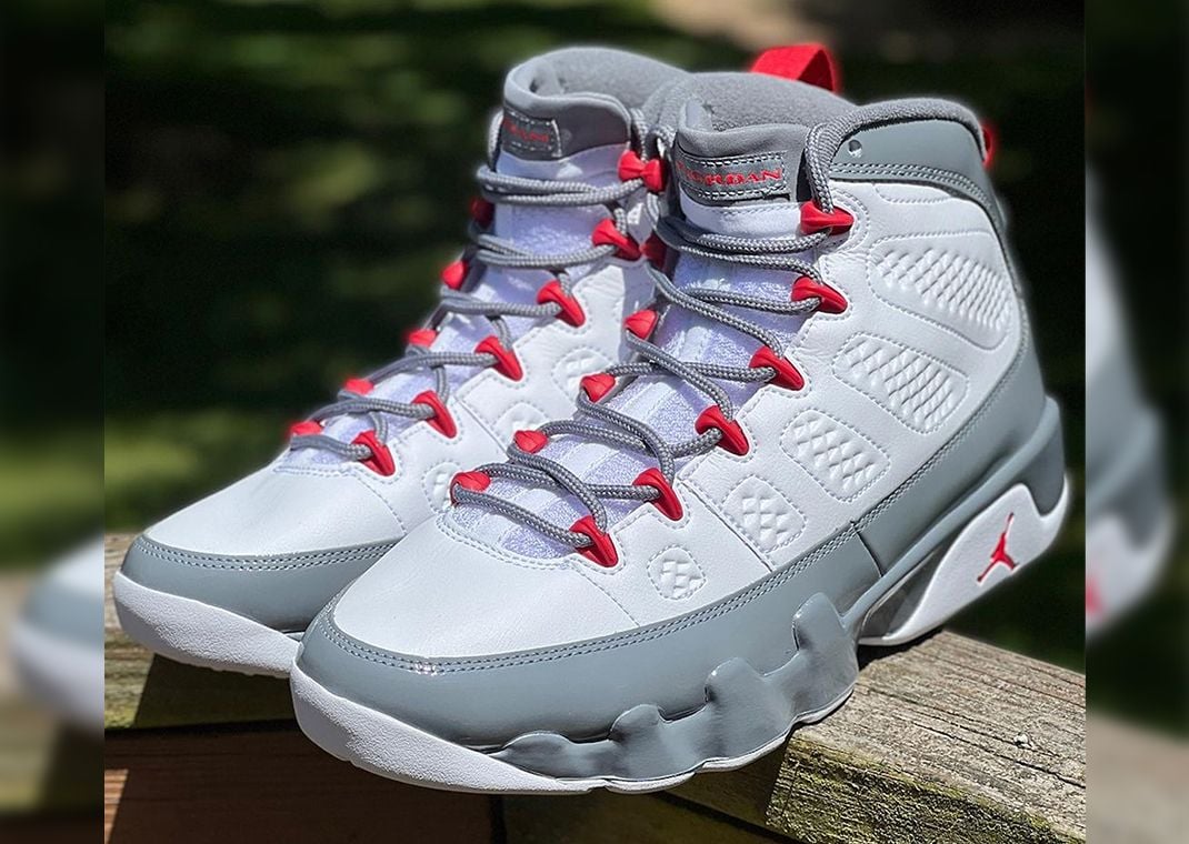 Fire Red And Cool Grey Accent This Air Jordan 9