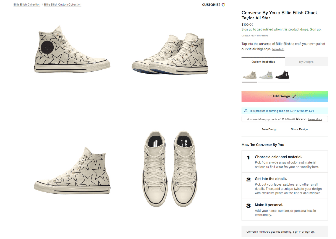 Billie Eilish x Converse Chuck Taylor By You Hit Me Hard and Soft