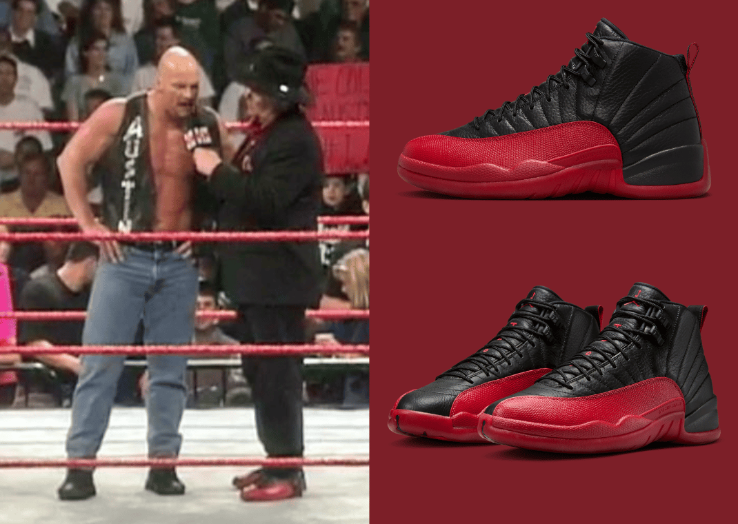 Jim Ross interviewing "Stone Cold" Steve Austin in the Air Jordan 12 Flu Game