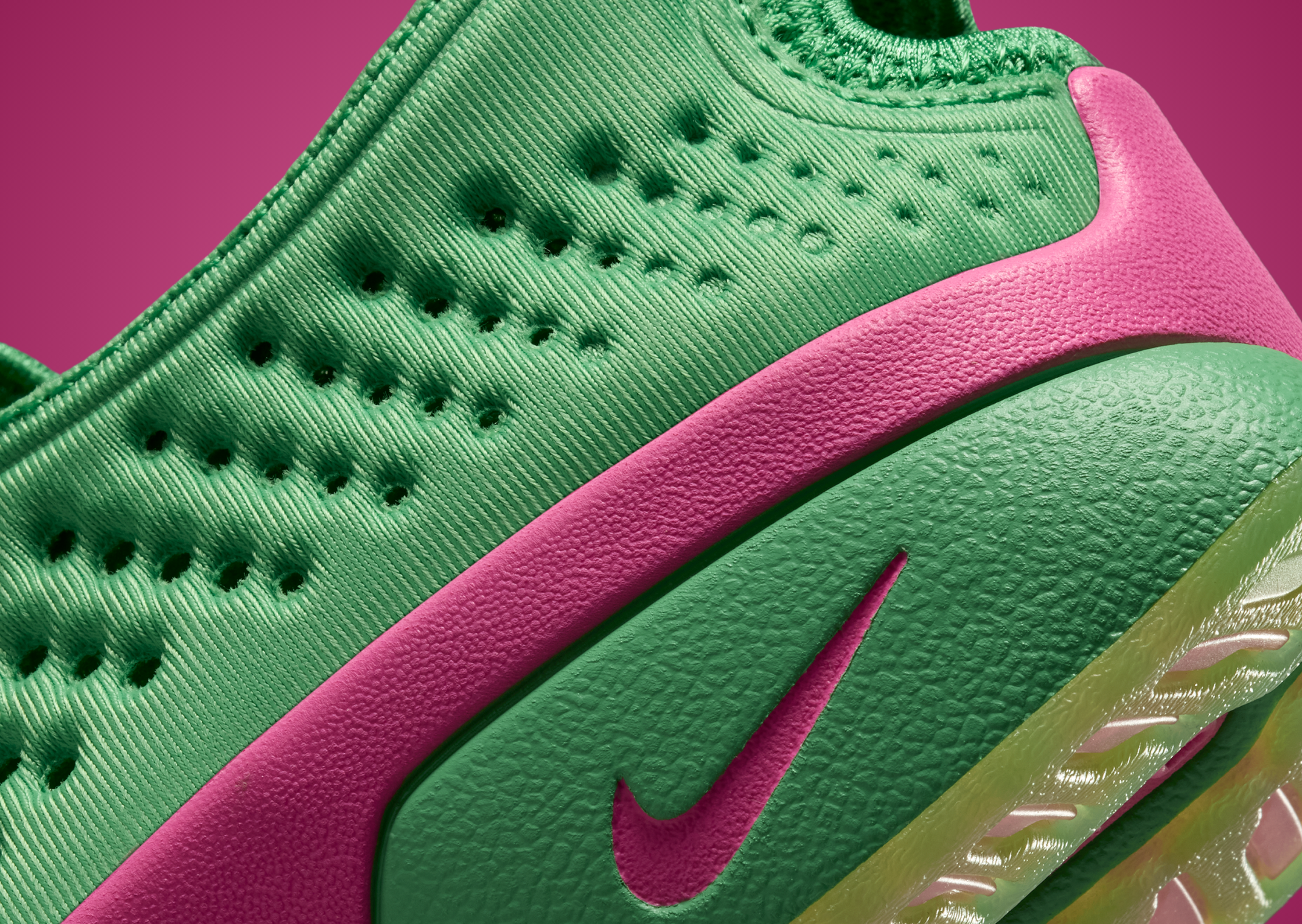 MoMA x Nike Air Rift 2 Hyper Verde Light Fuchsia - Heel Detail