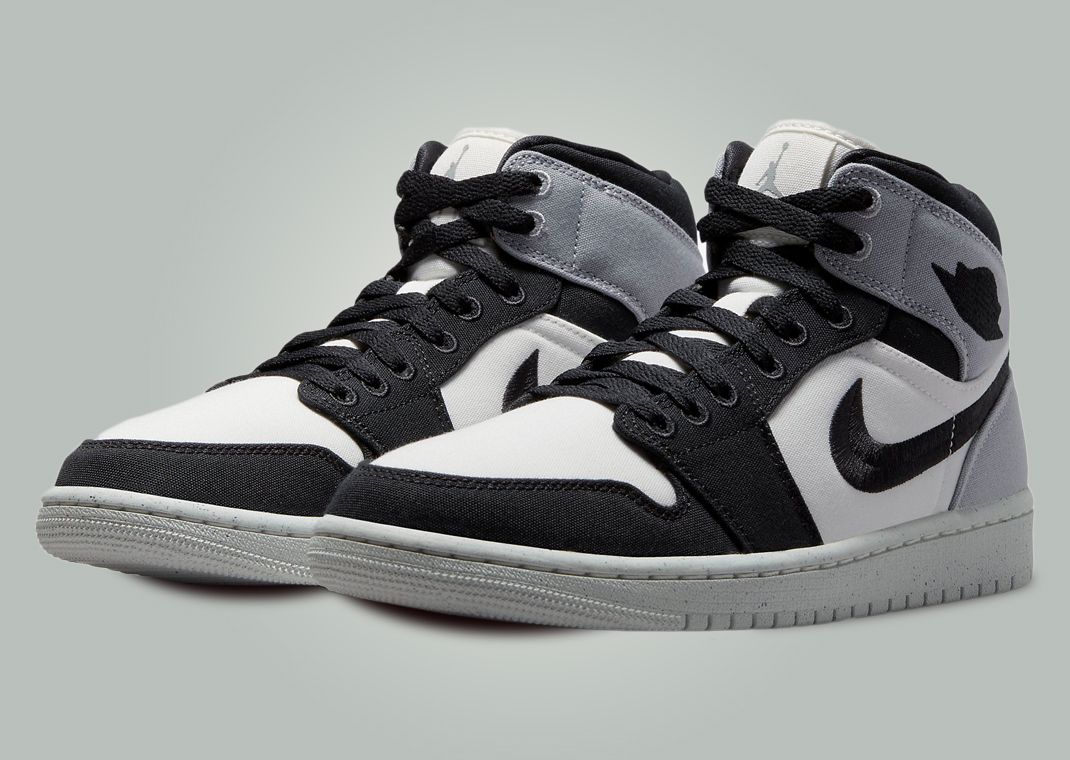 Air Jordan 1 Mid SE Canvas Black Light Steel Grey (W)