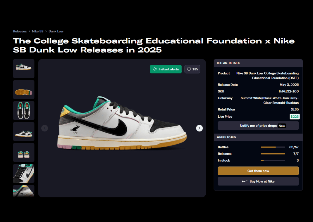 CSEF x Nike SB Dunk Low Raffle Page