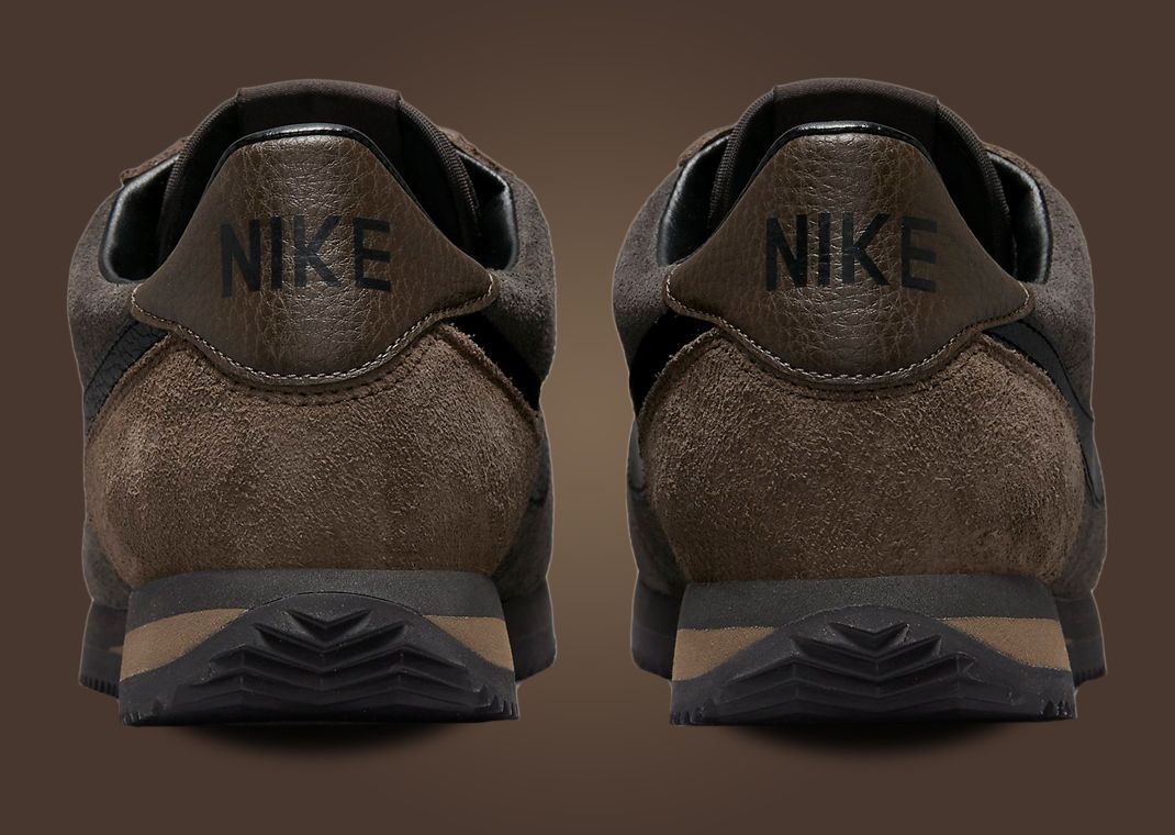 Supple Velvet Brown Suede Drapes Over The Nike Cortez