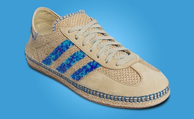 The CLOT x adidas Gazelle Linen Khaki Light Blue Releases August 2024