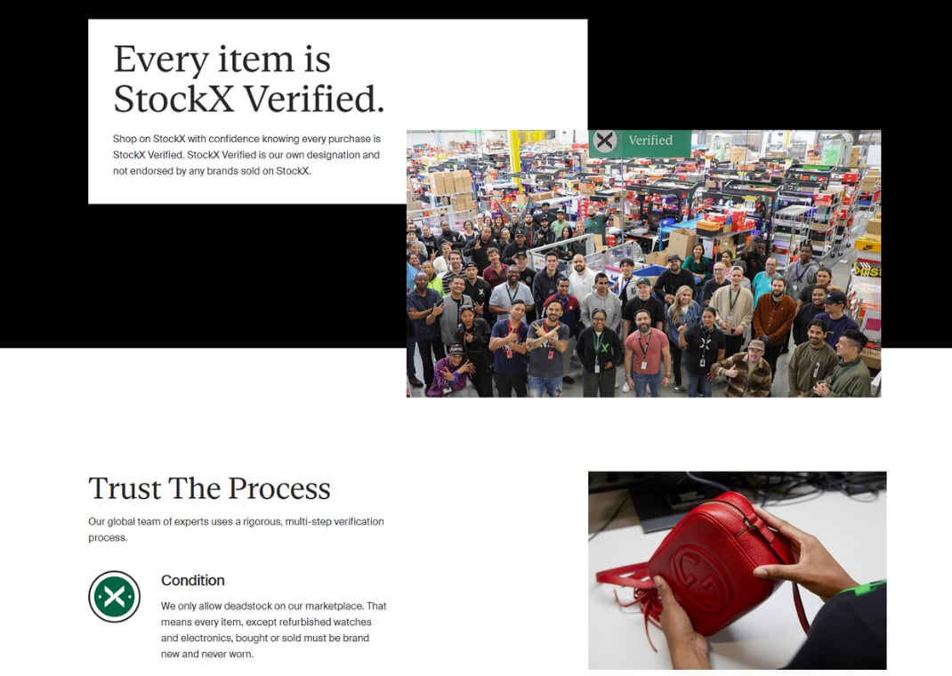 StockX's New Landing Page Regarding Authentication
