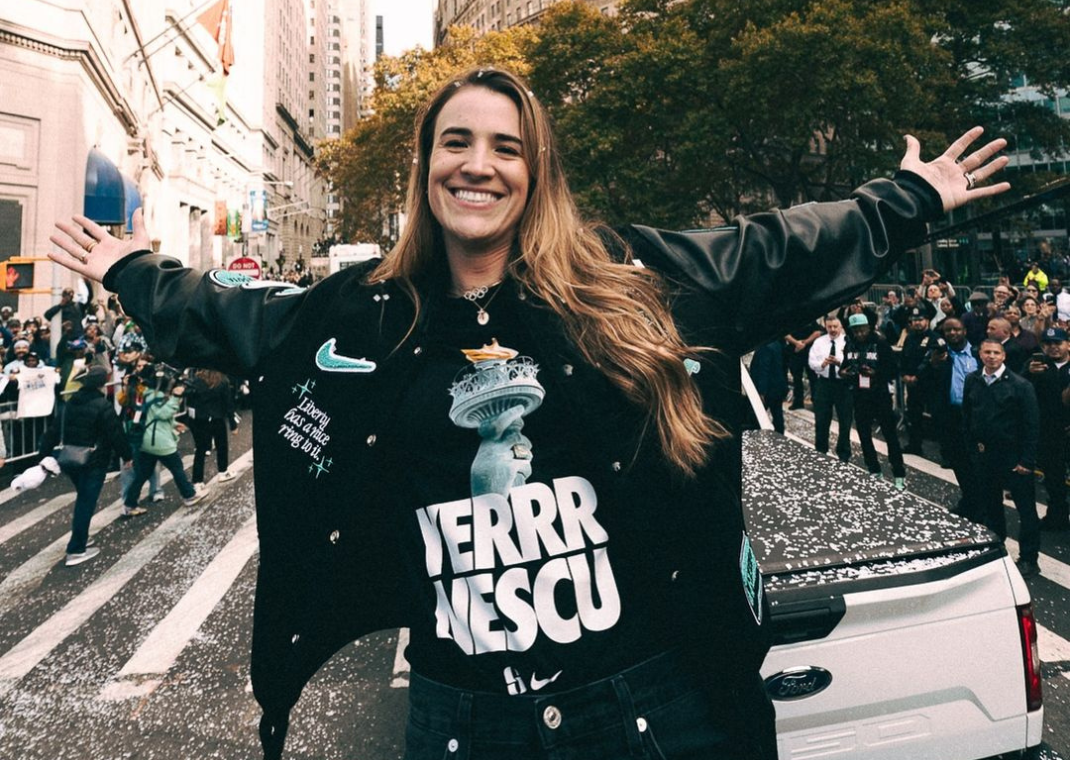 Sabrina Ionescu celebrating the New York Liberty's WNBA Championship