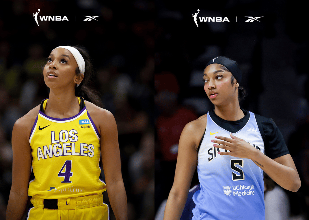 Lexie Brown (left) and Angel Reese (right), two Reebok athletes in the WNBA