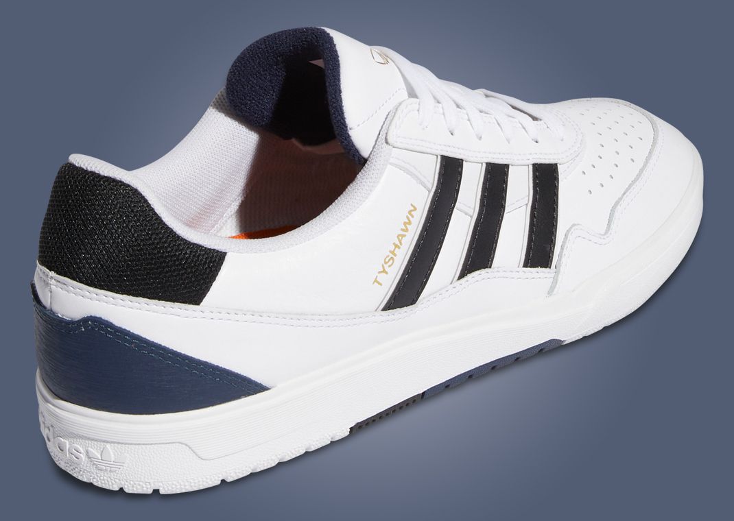 adidas Tyshawn 2 White Black Navy Heel Angle
