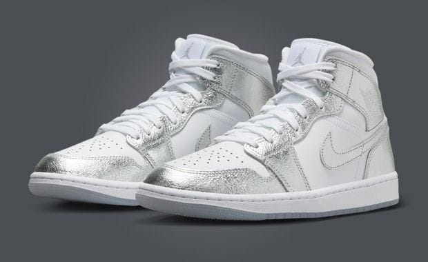 This Women's Air Jordan 1 Mid Shines in Metallic Silver