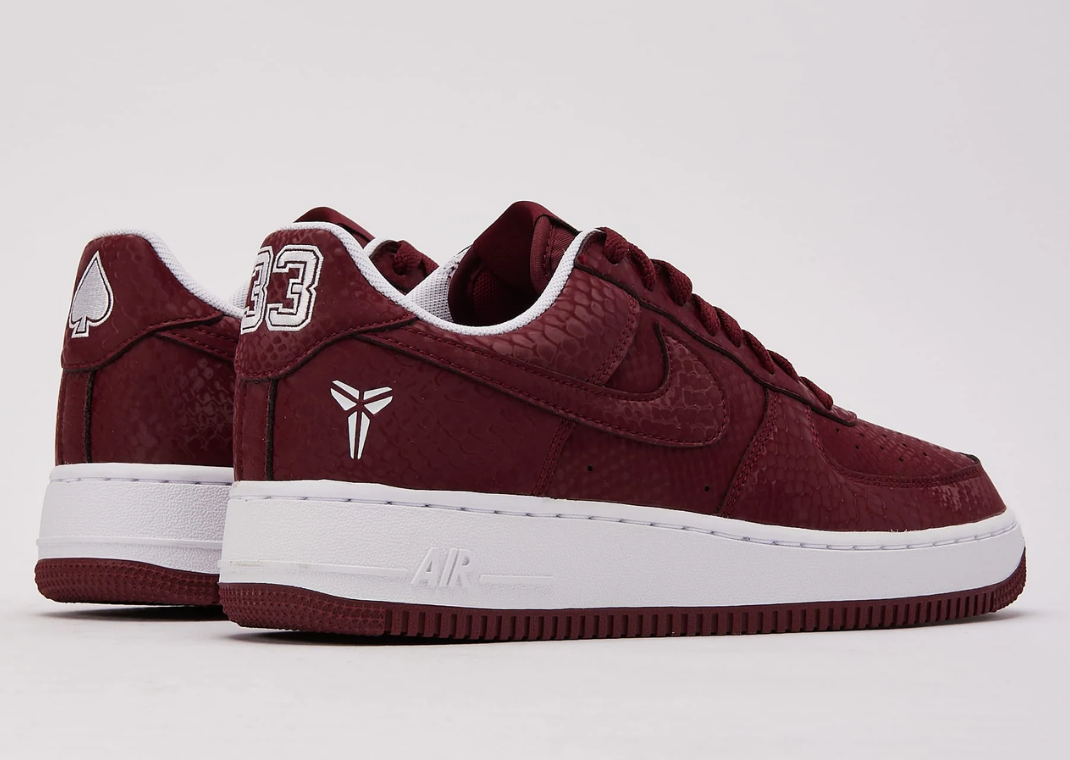 Kobe Bryant Nike Air Force 1 Low Lower Merion Aces Red Heel Angle