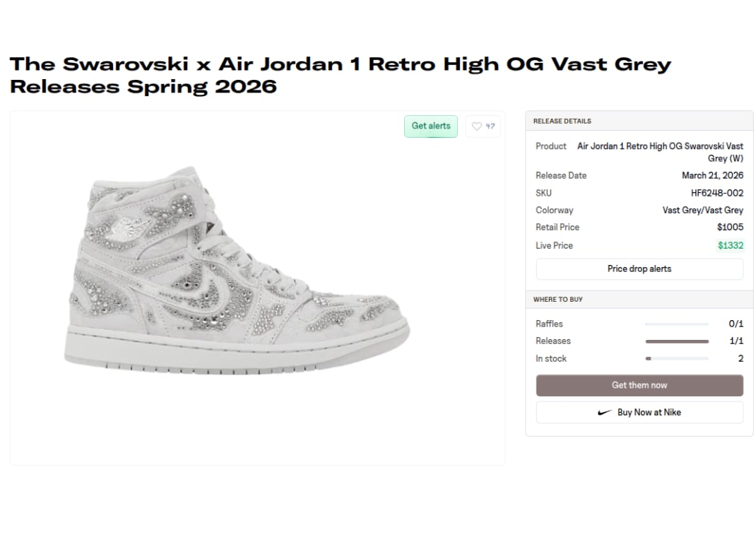Swarovski x Air Jordan 1 Retro High OG Vast Grey