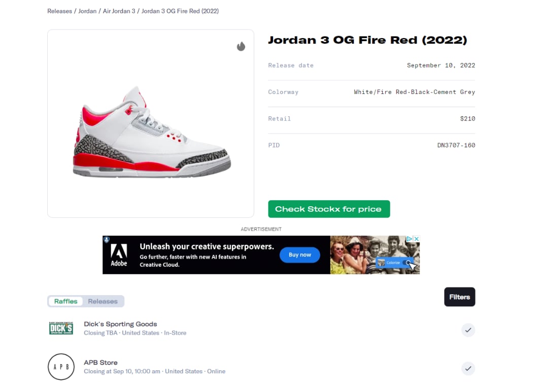 Air Jordan 3 Retro OG Fire Red Raffle Guide