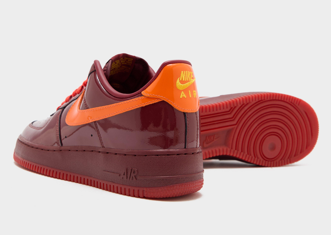 Nike Air Force 1 Low Patent Leather Dark Team Red - Heel Angle