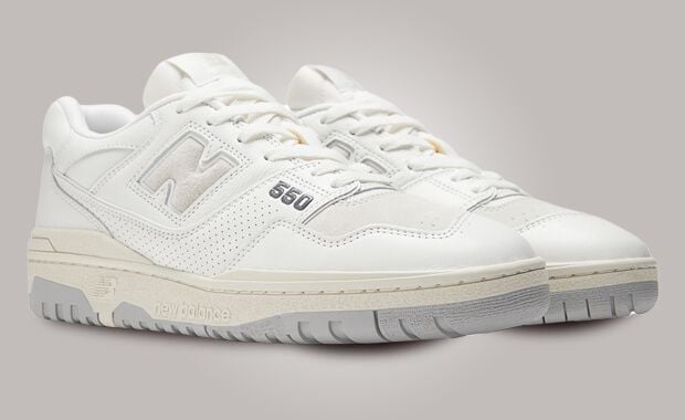 The New Balance 550 Off White Cream Grey Features Vintage Details