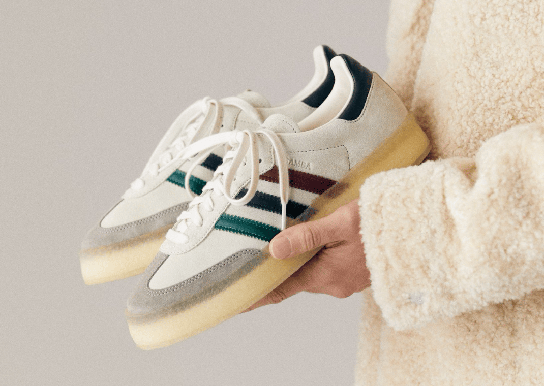 Clarks 8th Street by Ronnie Fieg x adidas Samba Kithmas Cream Multi In Hand