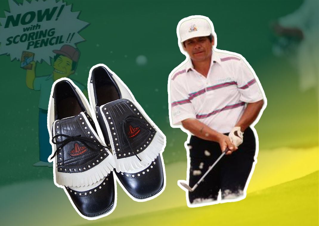 Lee Trevino changes into this shoes in the parking lot