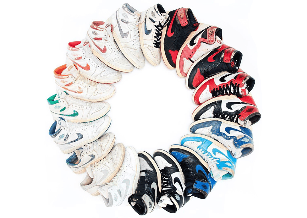 Original Air Jordan 1 High colorways from 1985 (Image via dunksrnice)