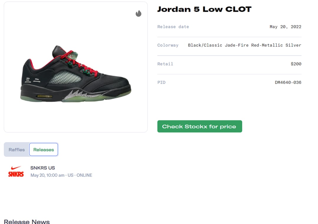 CLOT x Air Jordan 5 Low Release Guide