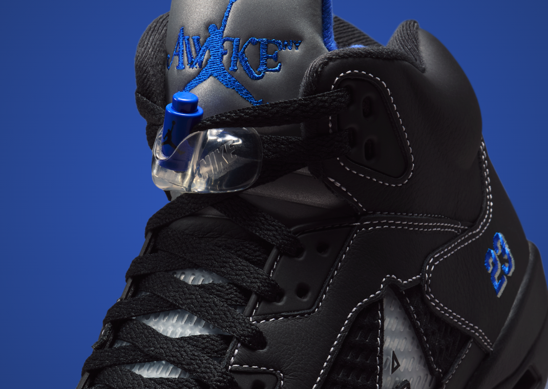 Awake NY x Air Jordan 5 Retro Black Racer Blue Detail