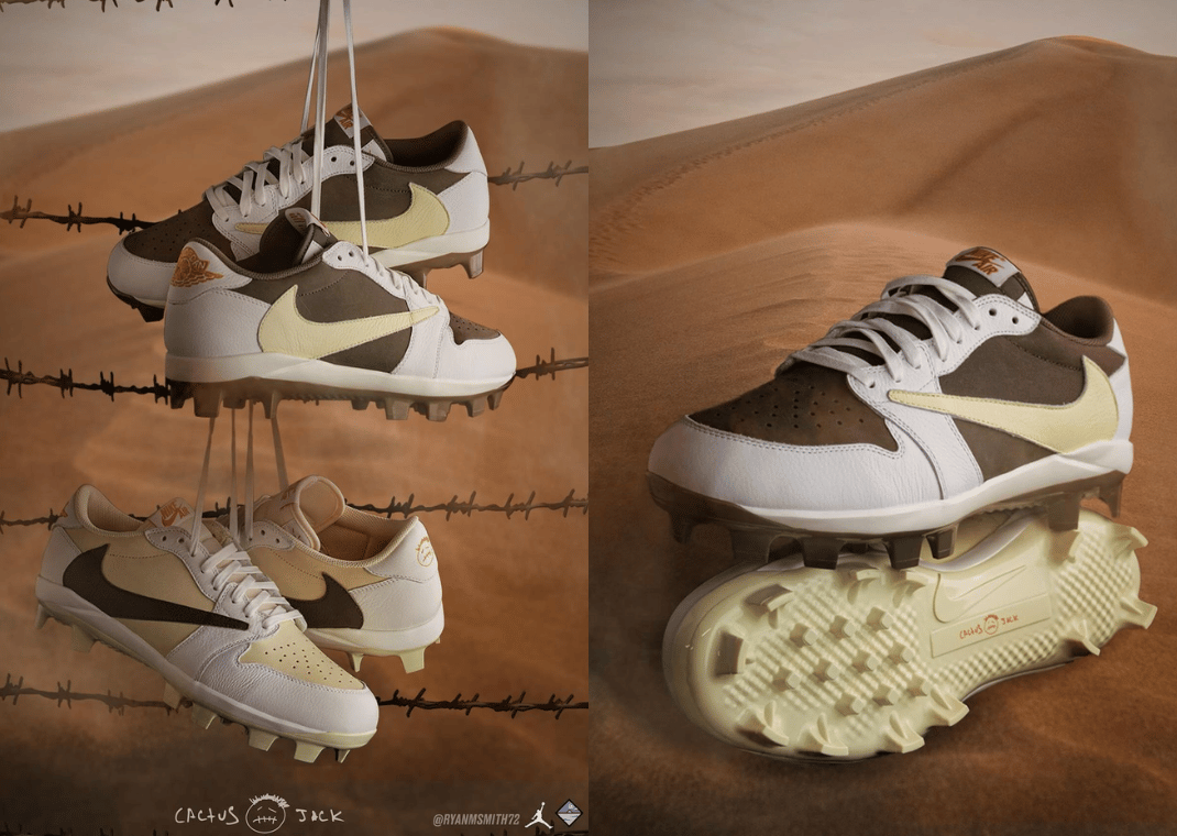 Travis Scott's Air Jordan 1 Low Cleat PEs Worn at a Cactus Jack Foundation  Event