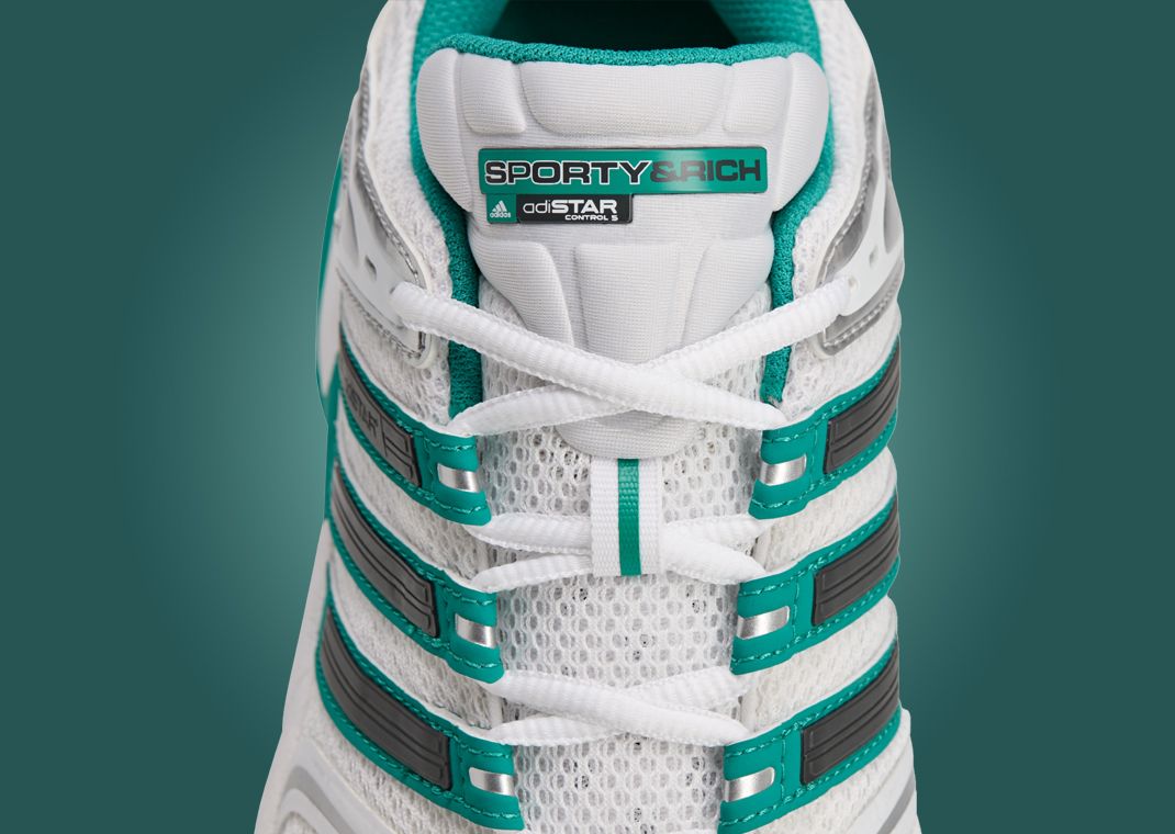 Sporty & Rich x adidas Adistar Control 5 White Green - Lace Detail