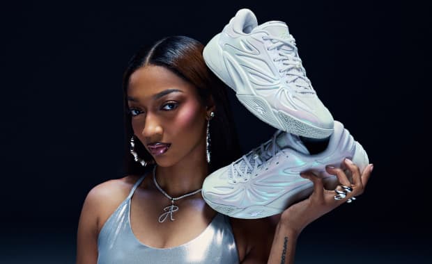 Angel Reese with her signature sneaker, the Reebok Angel Reese 1