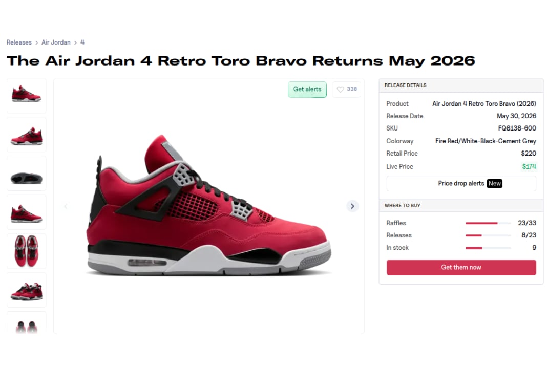 Where to Buy the Air Jordan 4 Toro Bravo