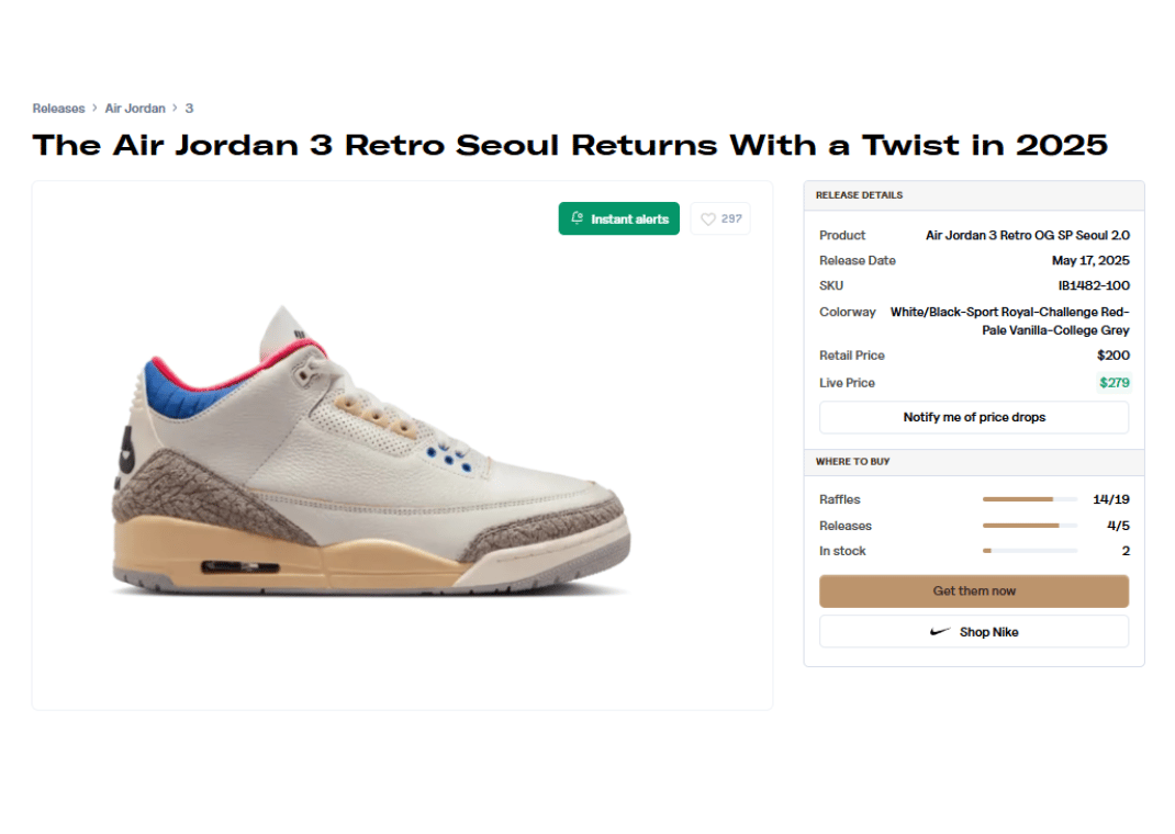 Air Jordan 3 Retro Seoul 2.0 Raffle Page