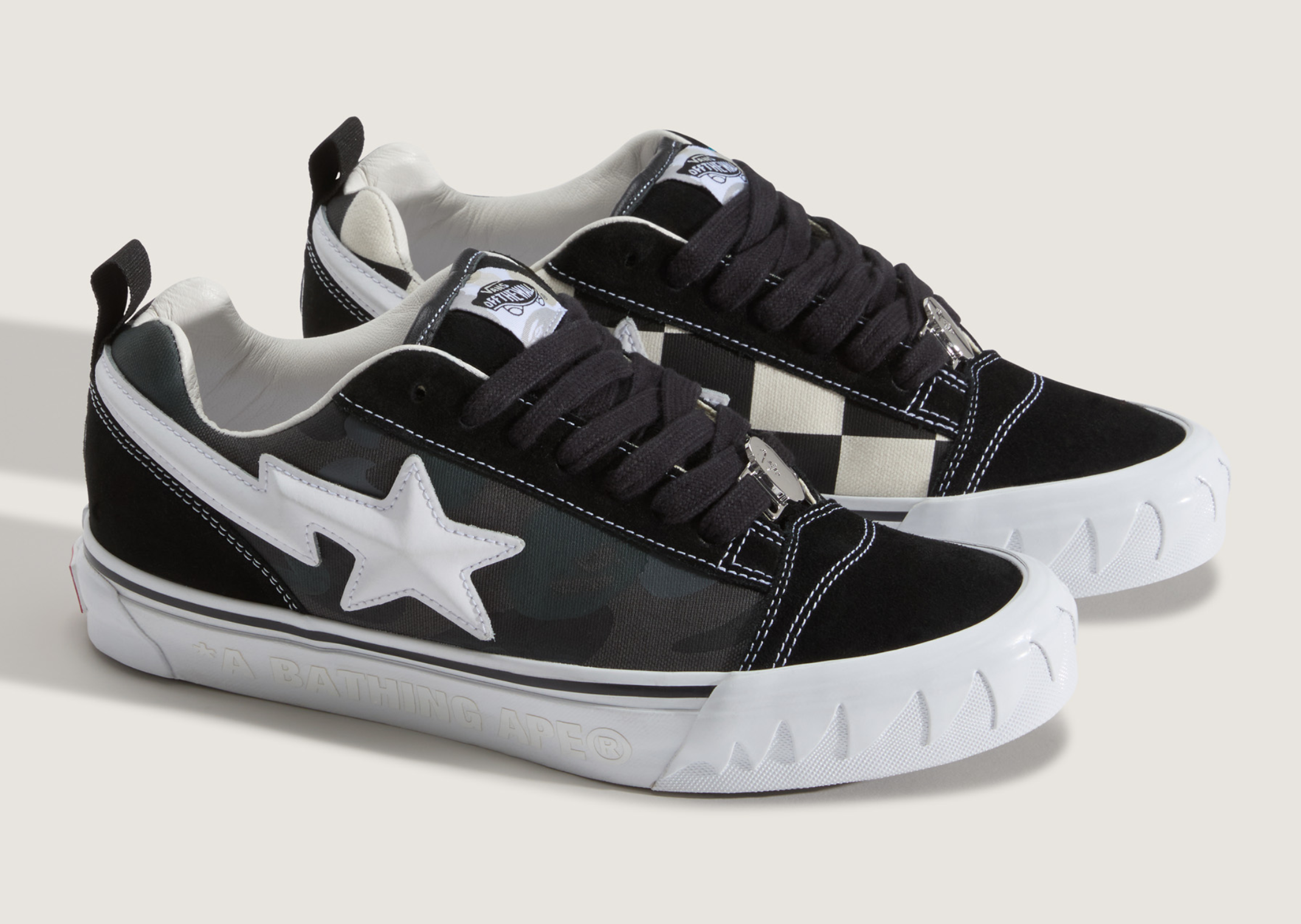 BAPE x Vans Knu Skool Camo Black Angle